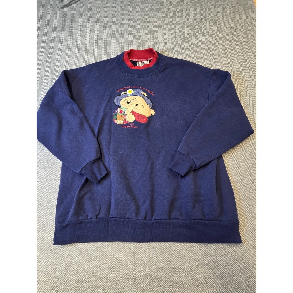 Vintage Top Stitch By Morning Sun Sweatshirt Women 2XL Blue Embroidered Crewneck